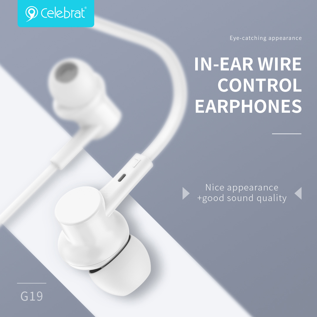 CELEBRAT earphones με μικρόφωνο G19, 3.5mm, 1.2m, μαύρα - Image 2