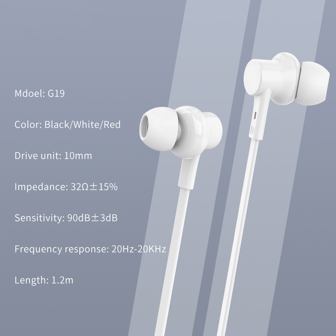 CELEBRAT earphones με μικρόφωνο G19, 3.5mm, 1.2m, μαύρα - Image 4