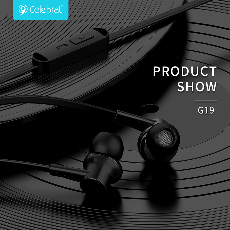 CELEBRAT earphones με μικρόφωνο G19, 3.5mm, 1.2m, μαύρα - Image 5