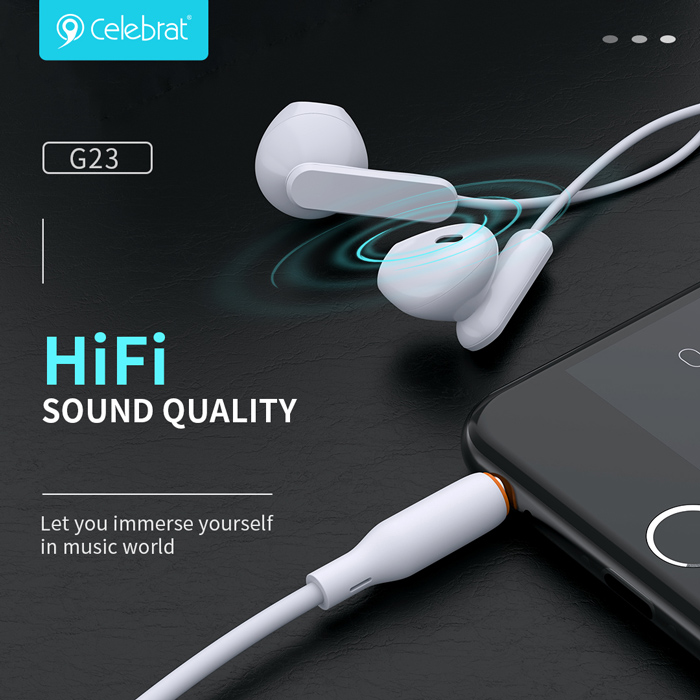 CELEBRAT earphones με μικρόφωνο G23, 3.5mm, 1.2m, μαύρα - Image 2