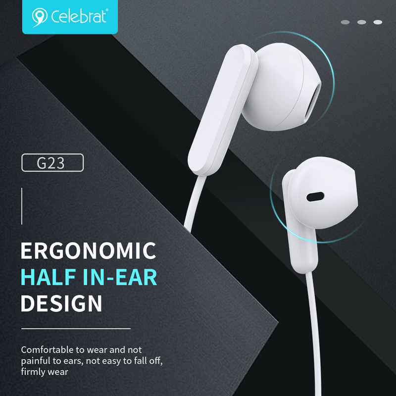 CELEBRAT earphones με μικρόφωνο G23, 3.5mm, 1.2m, μαύρα - Image 3
