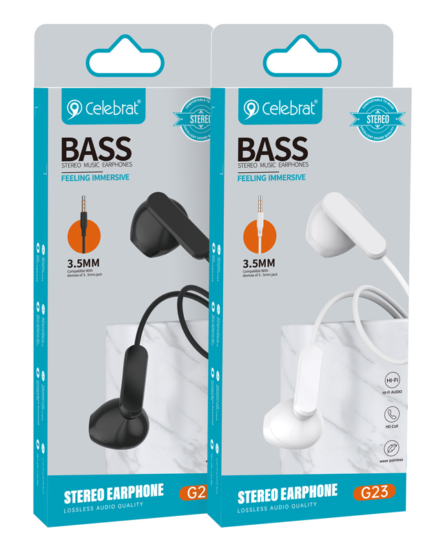CELEBRAT earphones με μικρόφωνο G23, 3.5mm, 1.2m, μαύρα - Image 4
