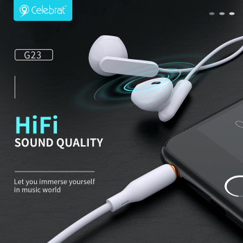 CELEBRAT earphones με μικρόφωνο G23, 3.5mm, 1.2m, λευκά