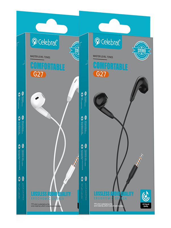 CELEBRAT earphones με μικρόφωνο G27, 3.5mm, 1.2m, μαύρα - Image 4