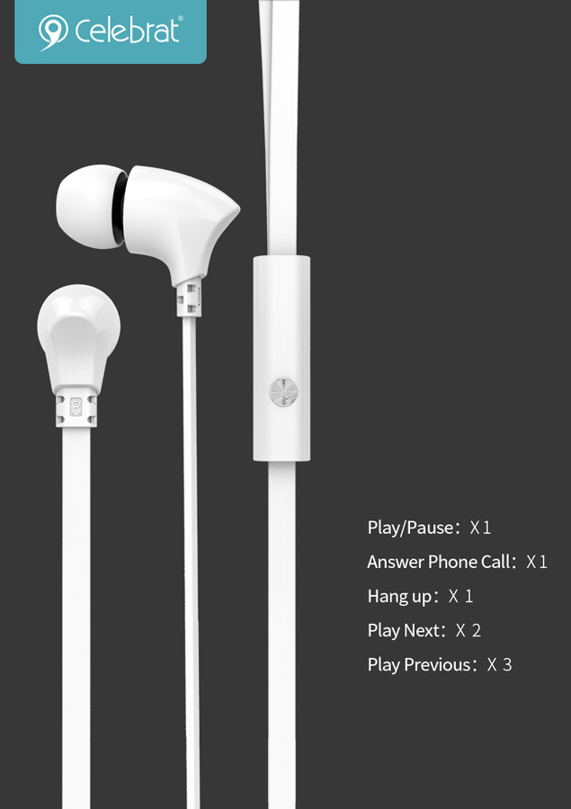CELEBRAT Earphones με μικρόφωνο G3, on/off, 10mm, 3.5mm, 1.2m, μαύρα - Image 5