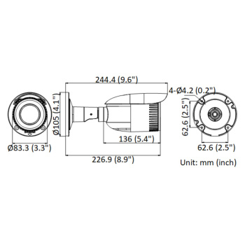 HIKVISION HIWATCH IP κάμερα HWI-B640H-Z, POE, 2.8-12mm, 4MP, IP67