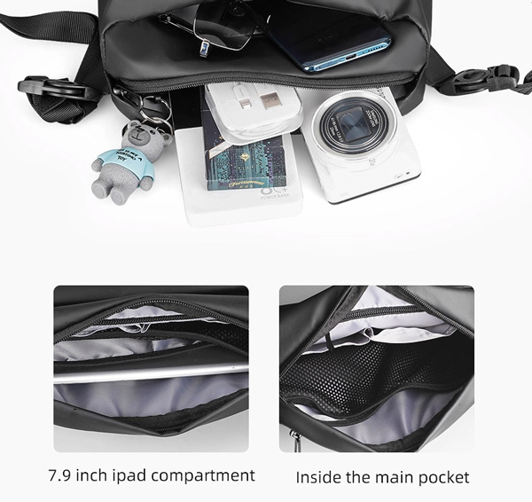 MARK RYDEN τσάντα ώμου MR8616, με θήκη tablet 7.9", 4L, αδιάβροχη, μαύρη - Image 2