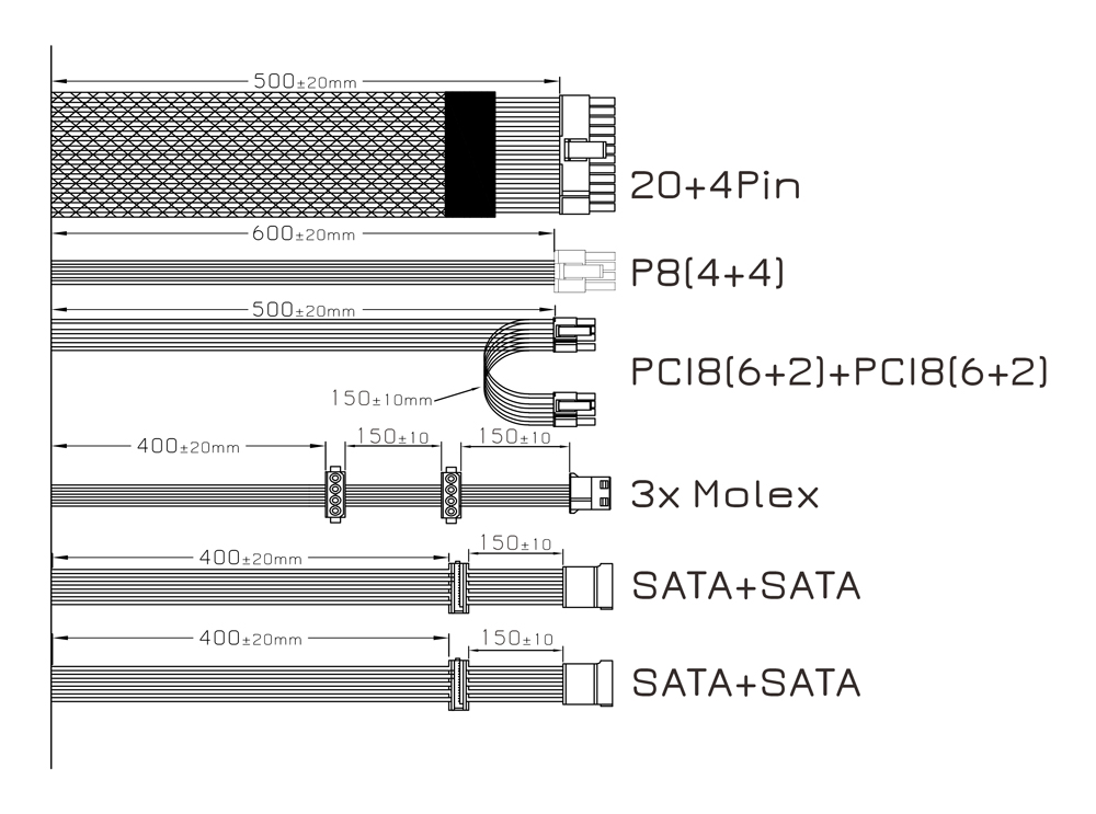 POWERTECH τροφοδοτικό για PC PT-1103, 80Plus Bronze, 500W ATX, 140mm Fan - Image 5