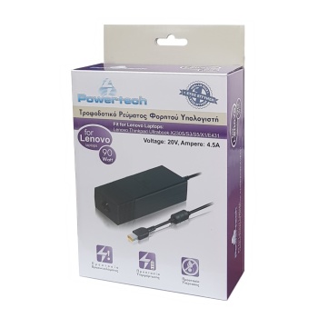 POWERTECH τροφοδοτικό laptop PT-118 για LENOVO, 90 watt, 20V – 4.5A