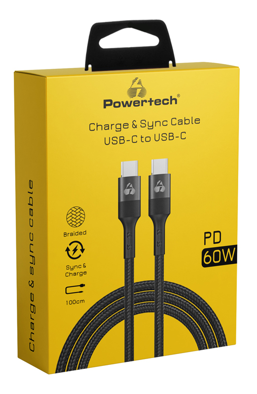 POWERTECH καλώδιο USB-C PTR-0130, PD 60W, copper, 1m, μαύρο - Image 2