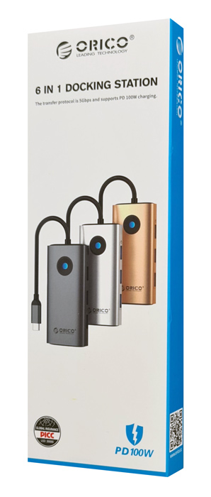 ORICO docking station PW11-6PR, 6 θυρών, USB-C σύνδεση, 100W PD 4K, γκρι - Image 4