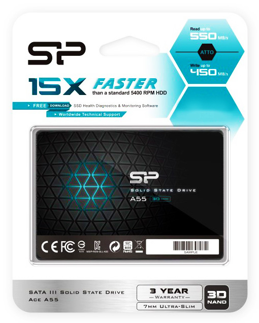 SILICON POWER SSD A55 1TB, 2.5", SATA III, 560-530MB/s 7mm, TLC - Image 2