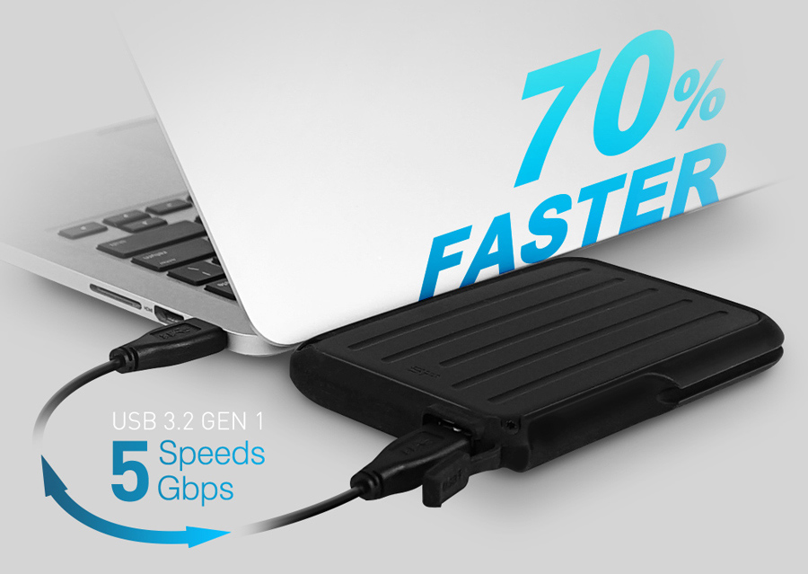 SILICON POWER εξωτερικός HDD Armor A66, 1TB, USB 3.2, μπλε - Image 2