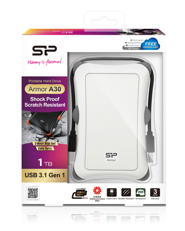 SILICON POWER εξωτερικός HDD Armor A30, 1TB, USB 3.1, λευκός - Image 3
