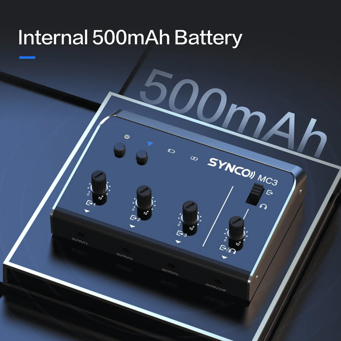SYNCO μίκτης ήχου MC3-LITE, 4 καναλιών, Bluetooth, 500mAh, γκρι - Image 4