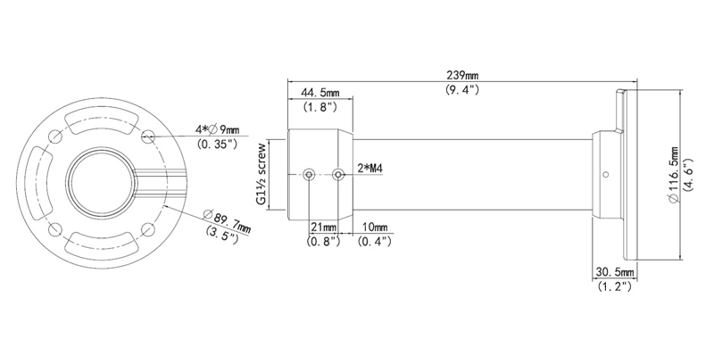 UNIARCH βάση κάμερας TR-CE45-IN, μεταλλική, λευκή - Image 2