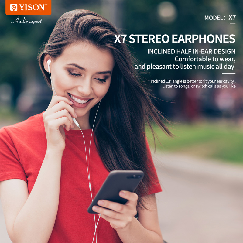 YISON earphones με μικρόφωνο X7, Lightning, 1.2m, λευκά - Image 3