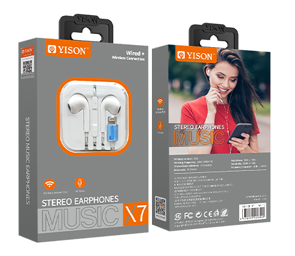 YISON earphones με μικρόφωνο X7, Lightning, 1.2m, λευκά - Image 4