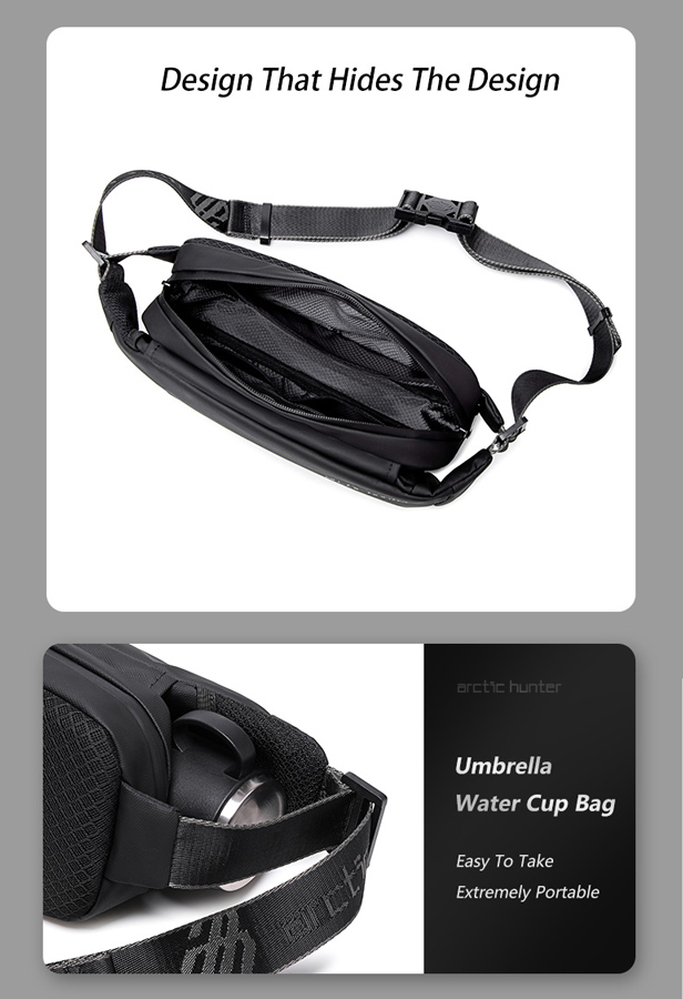 ARCTIC HUNTER τσάντα μέσης YB00029, μαύρη - Image 2