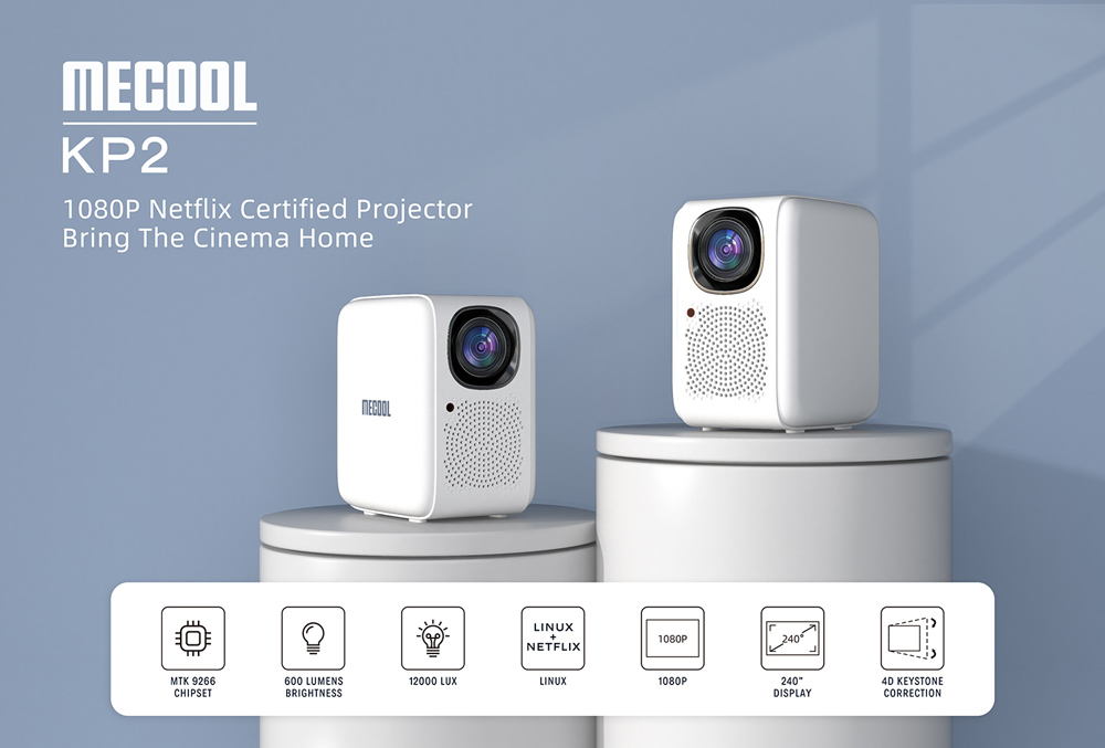 MECOOL smart βιντεοπροβολέας KP2, 1080p FHD, 600 ANSI, Wi-Fi, λευκός - Image 2