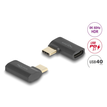DELOCK αντάπτορας USB-C 60245, αρσενικό σε θηλυκό, 240W, 40Gbps, μαύρος