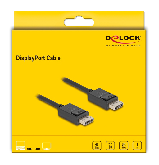 DELOCK καλώδιο DisplayPort 2.1 80492, 8K/60Hz 4K/120Hz 40Gbps, 1m, μαύρο - Image 3
