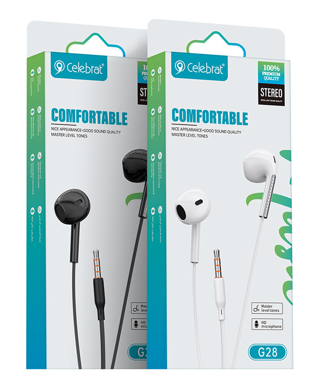 CELEBRAT earphones με μικρόφωνο G28, 3.5mm, 1.2m, μαύρα - Image 3