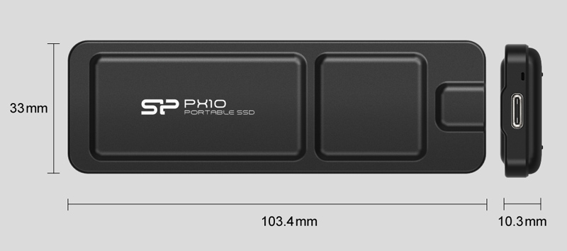 SILICON POWER εξωτερικός SSD PX10, 1TB, USB 3.2, 1050-1050MB/s, μαύρος - Image 5