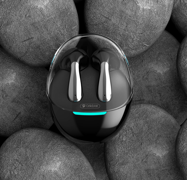 CELEBRAT earphones με θήκη φόρτισης W51, True Wireless, μαύρα - Image 2