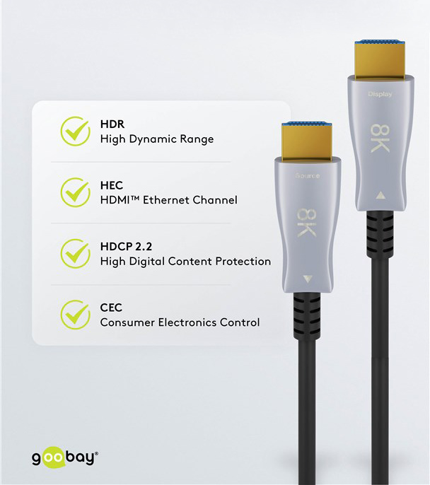 GOOBAY καλώδιο HDMI 2.1 65560 με Ethernet, 8K/60Hz, 48 Gbps, 30m, μαύρο - Image 3