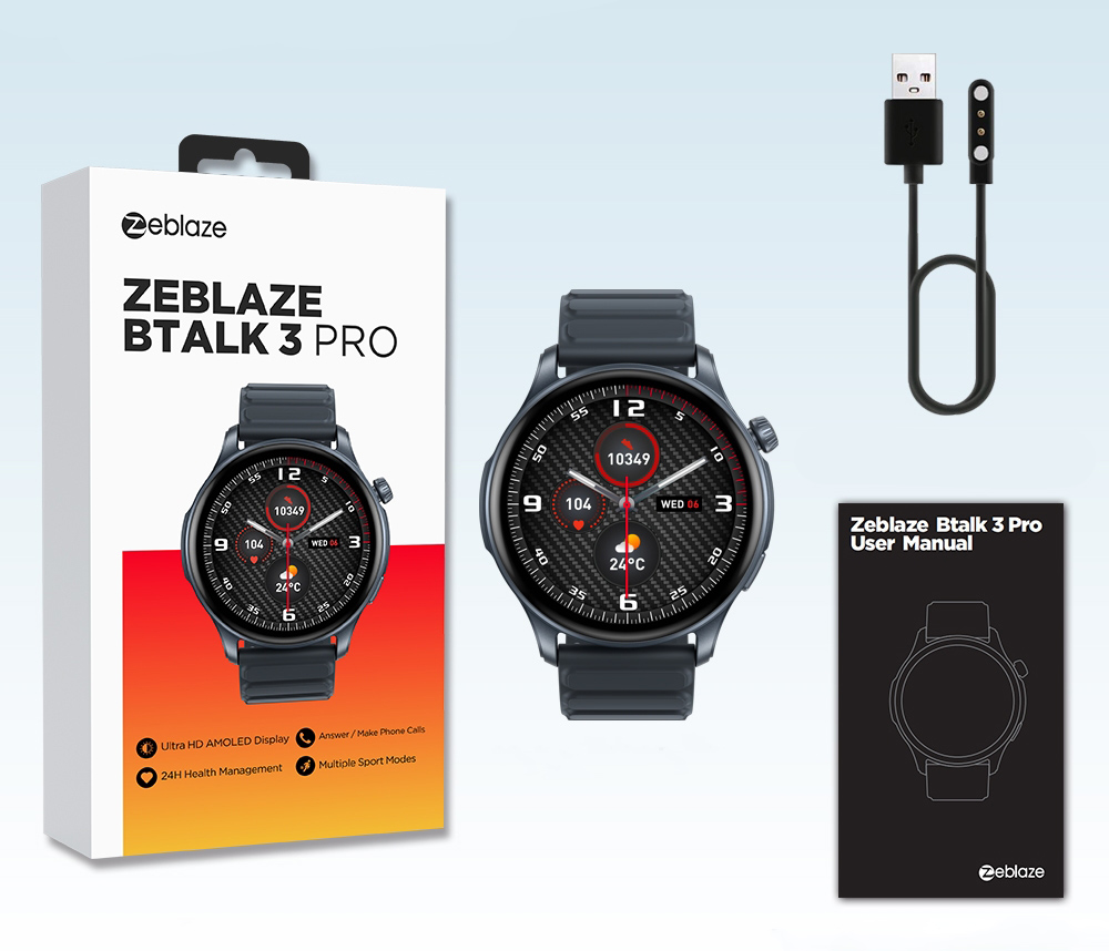 ZEBLAZE smartwatch Btalk 3 Pro, heart rate, 1.43" AMOLED, γκρι - Image 3