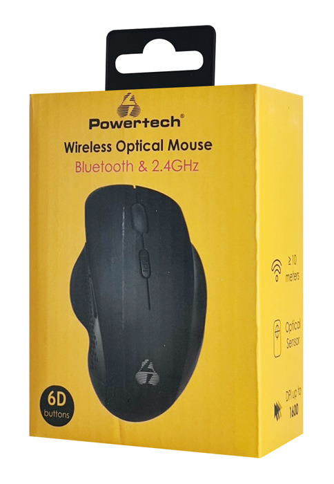 POWERTECH ασύρματο ποντίκι PT-1165, 2.4GHz & Bluetooth, 1600DPI, μαύρο - Image 3