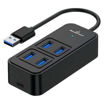 POWERTECH USB hub PTR-0153, 4x θυρών, 5 Gbps, USB σύνδεση, μαύρο