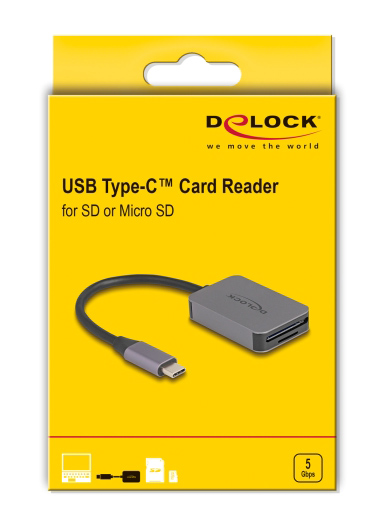 DELOCK card reader 91009 για SD & micro SD, USB-C, 5 Gbps, γκρι - Image 3