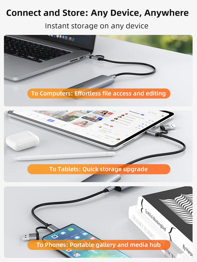 CABLETIME θήκη για M.2 NVMe/SATA SSD CT-SSD03-AG tool free, 10Gbps, γκρι - Image 4