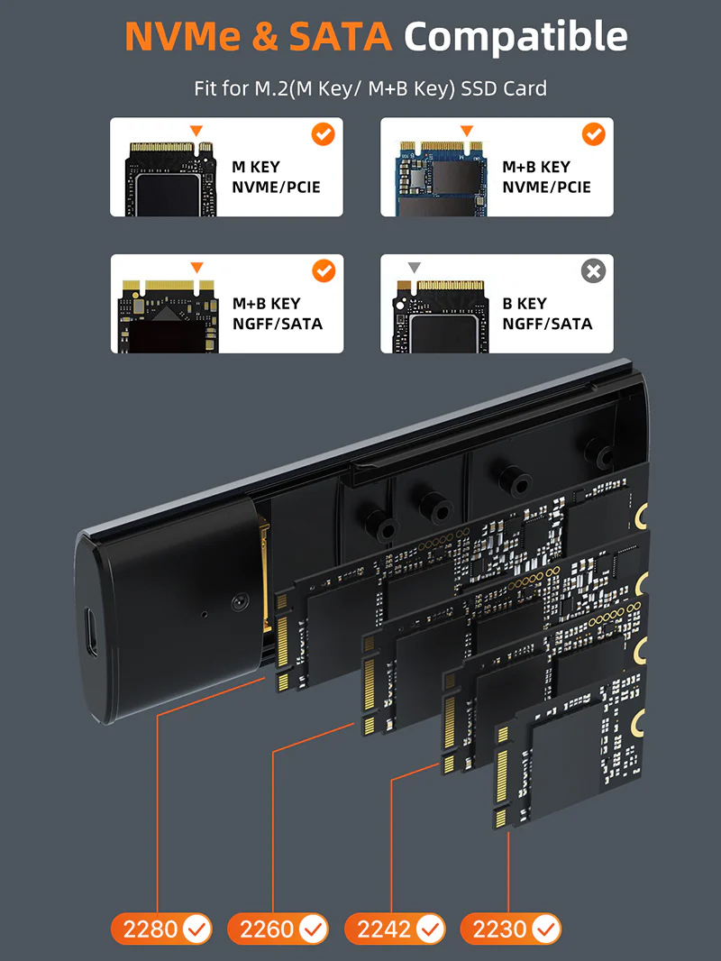 CABLETIME θήκη για M.2 NVMe/SATA SSD CT-SSD03-AG tool free, 10Gbps, γκρι - Image 5