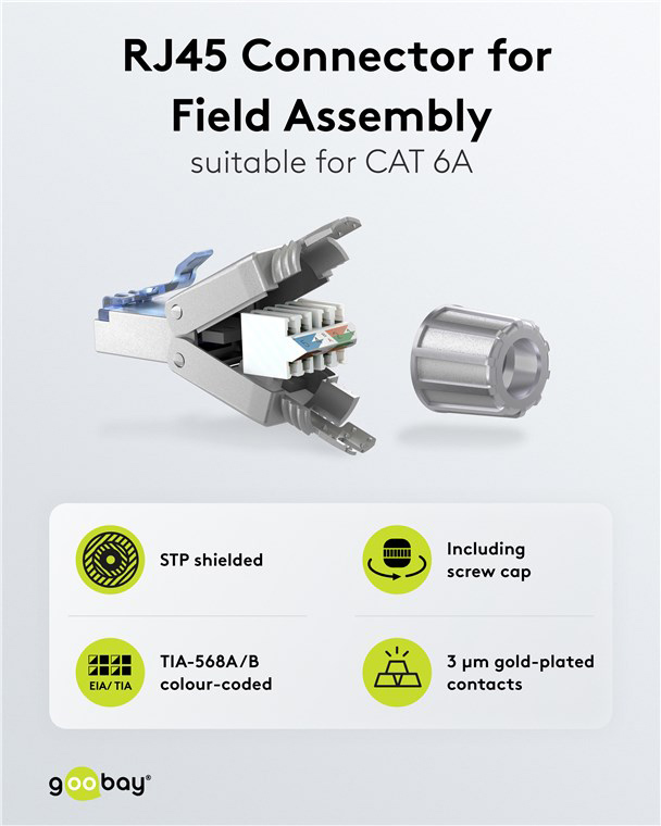 GOOBAY βύσμα RJ45 65939, CAT 6A STP, tool-free, ασημί - Image 2
