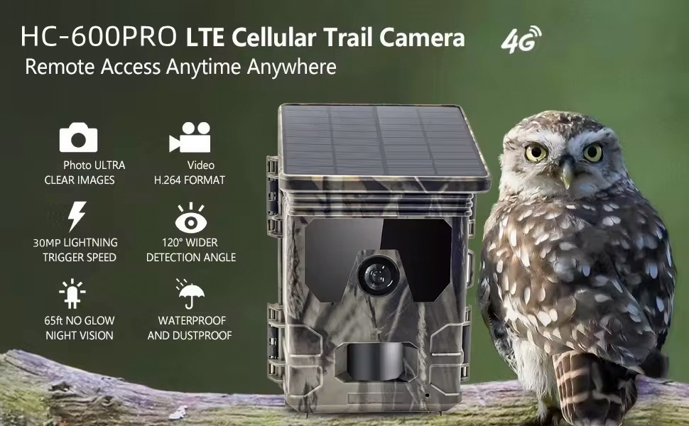 SUNTEK smart ηλιακή κάμερα κυνηγού HC-600PRO, PIR, 4G, 30MP/2K, SD, IP65 - Image 2