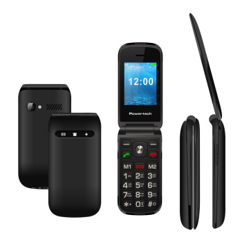 POWERTECH κινητό τηλέφωνο Milly Flip, 2.4″, dual SIM, πλήκτρο SOS, μαύρο