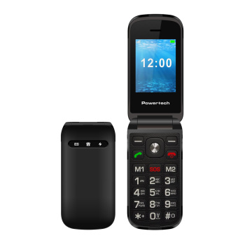 POWERTECH κινητό τηλέφωνο Milly Flip, 2.4″, dual SIM, πλήκτρο SOS, μαύρο