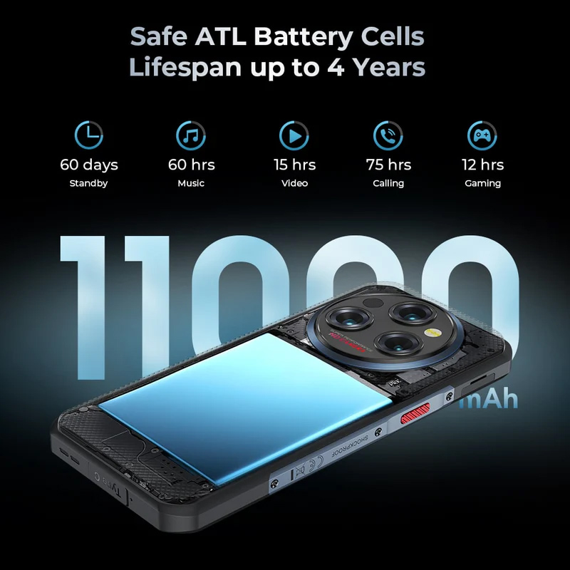 OUKITEL smartphone WP35 5G, 6.6", 8/256GB, IP68/IP69K, 11000mAh, γκρι - Image 5