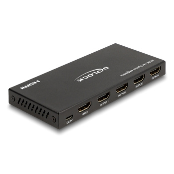 DELOCK HDMI splitter 18652 με downscaler πλήκτρο, 4 σε 1, 4K/60Hz, μαύρο
