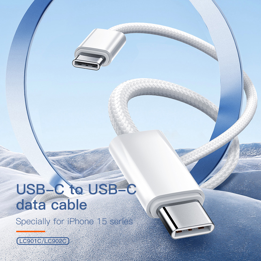 LDNIO καλώδιο USB-C LC901C, 65W PD, 480Mbps, 1m, λευκό - Image 2