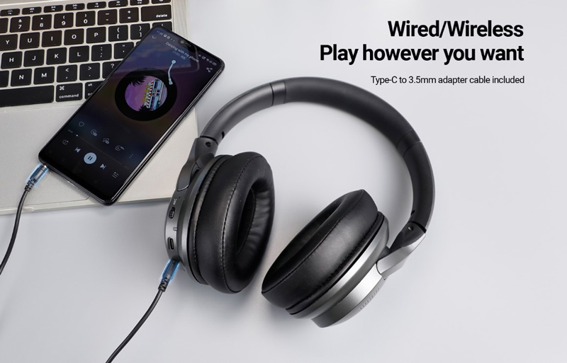 CELEBRAT headphones A33, ασύρματα & ενσύρματα, ANC, 40mm, 300mAh, μαύρα - Image 4