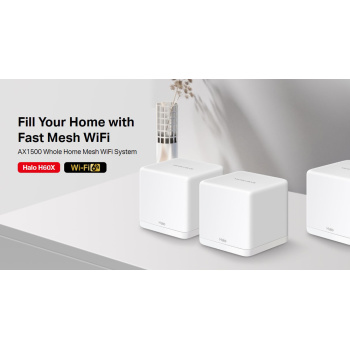MERCUSYS Mesh WiFi 6 System Halo H60X, 1500Mbps Dual Band, 3τμχ, V.1.0