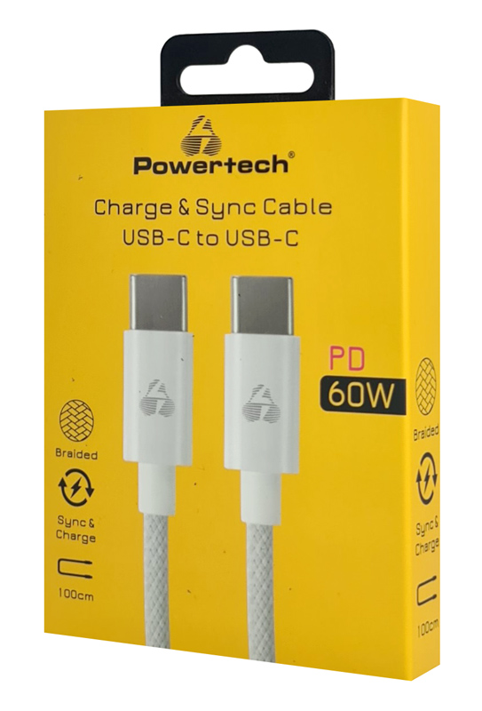 POWERTECH καλώδιο USB-C PTR-0183, 60W, 480Mbps, 1m, λευκό - Image 2