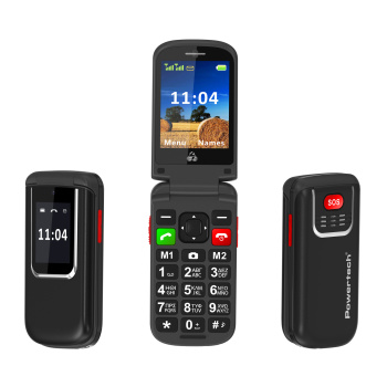 POWERTECH κινητό τηλέφωνο Sentry 4G Flip, 2.8/1.77″, dual SIM, πλήκτρο SOS, μαύρο