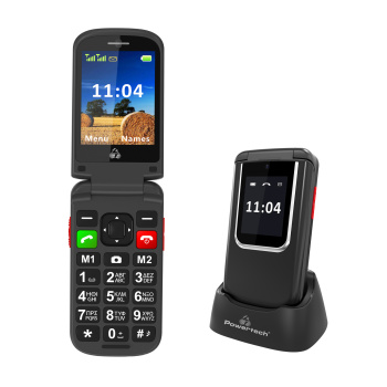POWERTECH κινητό τηλέφωνο Sentry 4G Flip, 2.8/1.77″, dual SIM, πλήκτρο SOS, μαύρο
