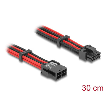 DELOCK καλώδιο 8 pin σε 6+2 pin PCIe 80975 με υφασμάτινη επένδυση, 30cm