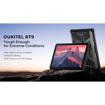 OUKITEL tablet RT9, 10.1″, 6/256GB, 4G, 11000mAh, IP68/IP69K, μαύρο